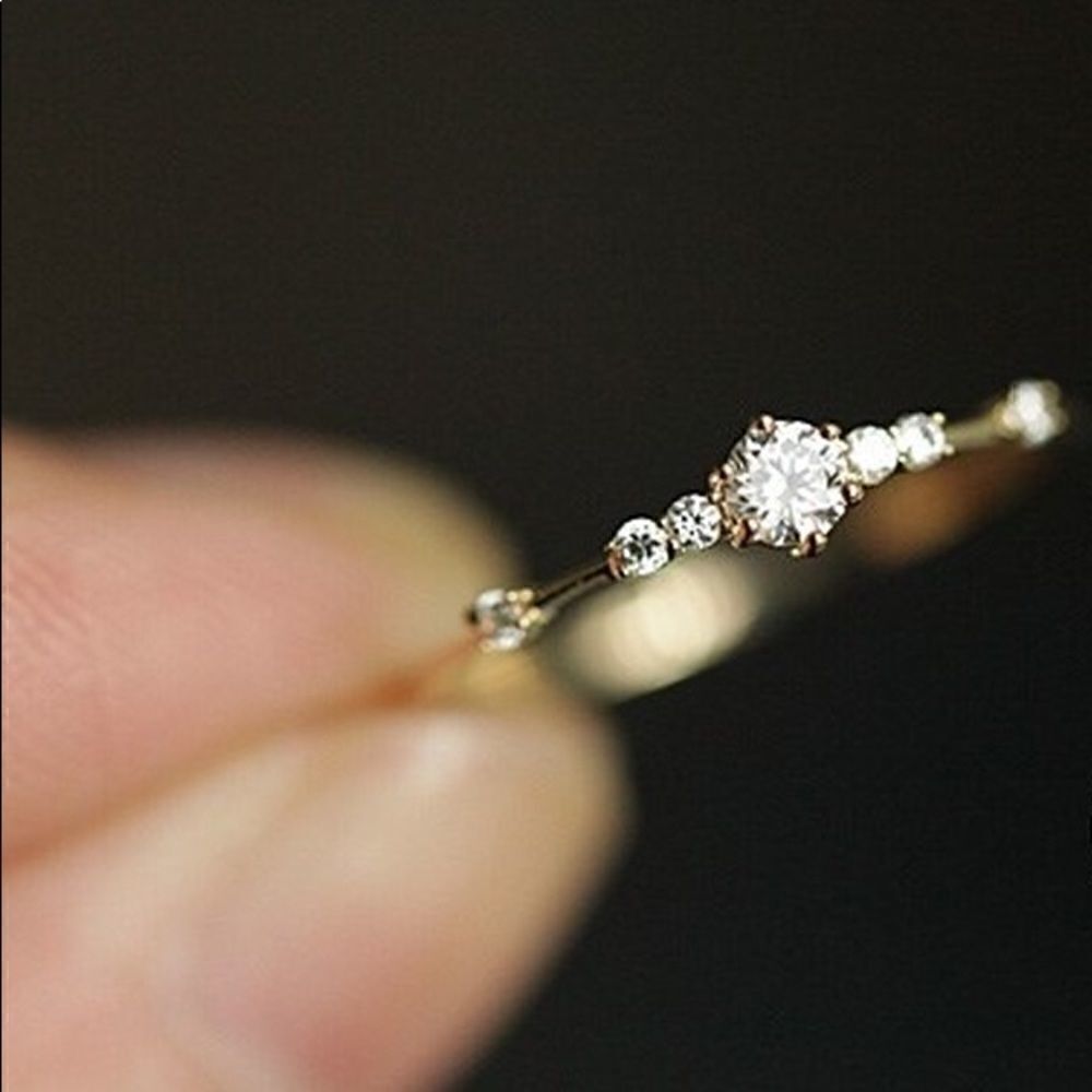 Dainty 14k Gold PLATED CZ DIAMOND  Eternity Ring